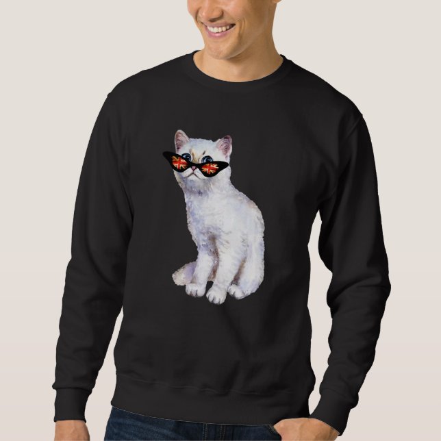 Sweatshirt Drapeau britannique Angleterre Silver Cat Sung (Devant)
