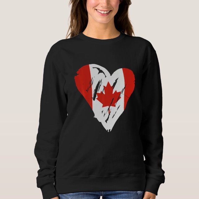 Sweatshirt Drapeau Canada Coeur rétro Feuille d'érable canadi (Devant)