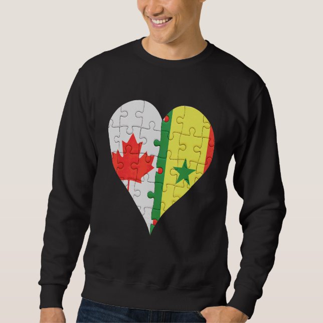 Sweatshirt Drapeau canadien sénégalais Coeur (Devant)