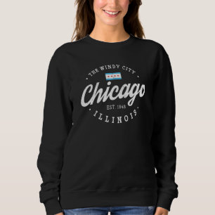 Sweatshirt Drapeau Chicago Illinois Tee - shirts Vintage Skyl