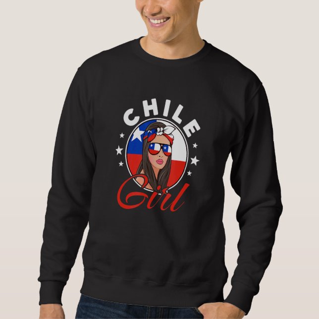 Sweatshirt Drapeau Chilien De Fille Du Chili (Devant)