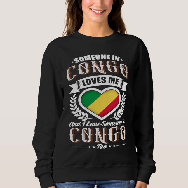 Sweatshirt Drapeau cœur du Congo Quelqu'un au Congo m'aime (Devant)
