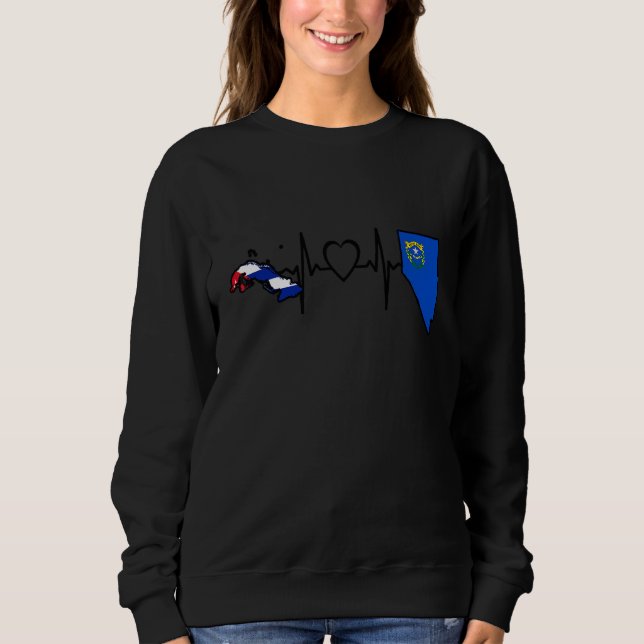 Sweatshirt Drapeau cubain du Nevada   Cuba Battement de coeur (Devant)