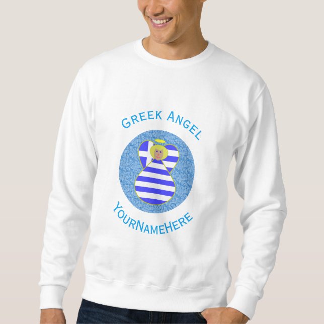 Sweatshirt Drapeau d'ange blond grec personnalisé (Devant)