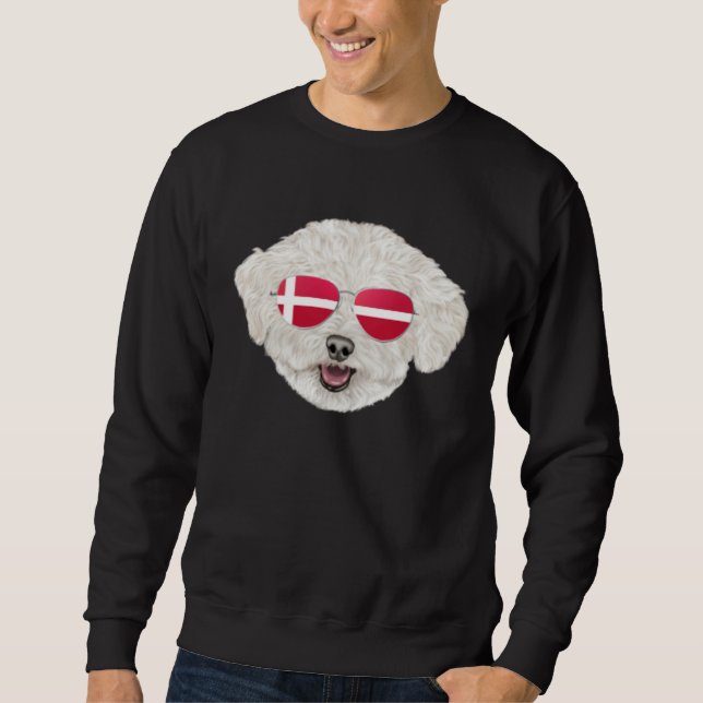 Sweatshirt Drapeau danois Bichons Frise Chien Danemark Pochet (Devant)