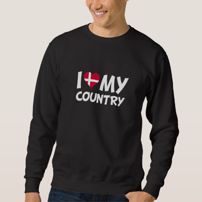 Sweatshirt Drapeau danois Coeur J'aime mon pays Danemark (Devant)