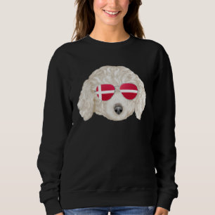 Sweatshirt Drapeau danois Poodle blanc Chien Danemark Pochett