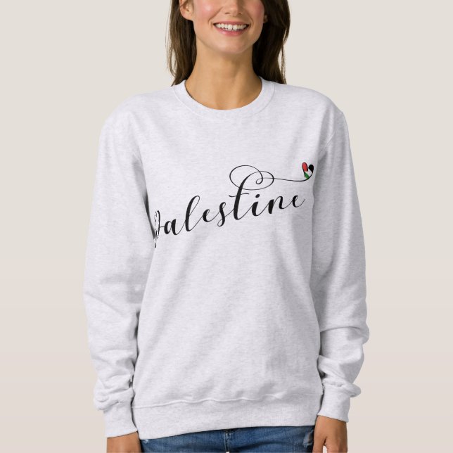 Sweatshirt Drapeau de coeur de Palestine, État de Palestine (Devant)