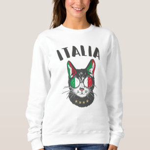 Sweatshirt Drapeau de fan italien mascotte de chat de footbal