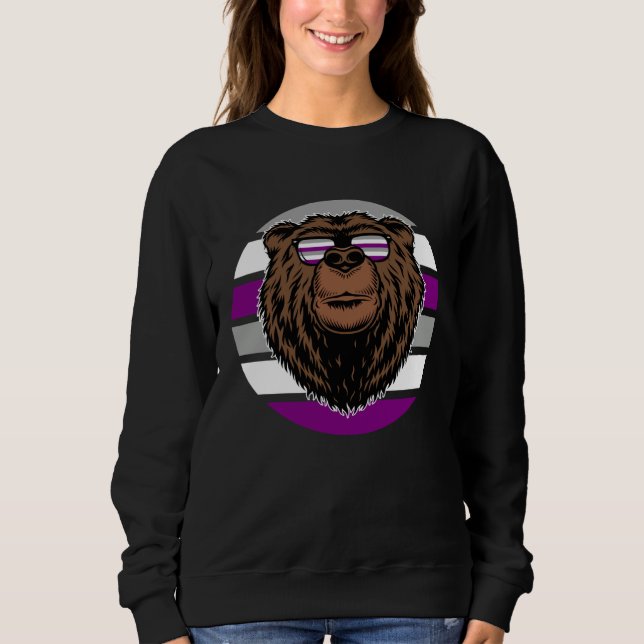 Sweatshirt Drapeau de fierté asexuée de l'ours grizzly brun d (Devant)