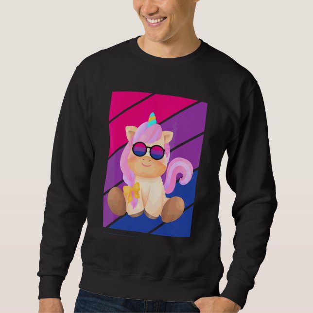 Sweatshirt Drapeau de fierté bisexuel Licorne Mignonne Allié  (Devant)