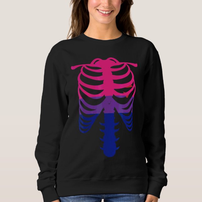 Sweatshirt Drapeau de fierté bisexuel   Squelette Cage thorac (Devant)