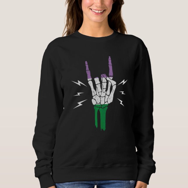 Sweatshirt Drapeau de fierté genderqueer  Main de squelette G (Devant)