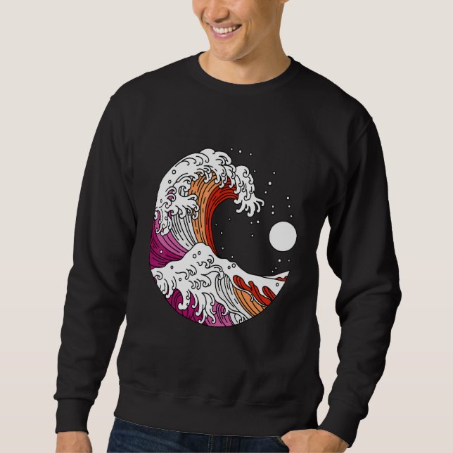 Sweatshirt Drapeau de fierté lesbienne de la Grande Vague jap (Devant)