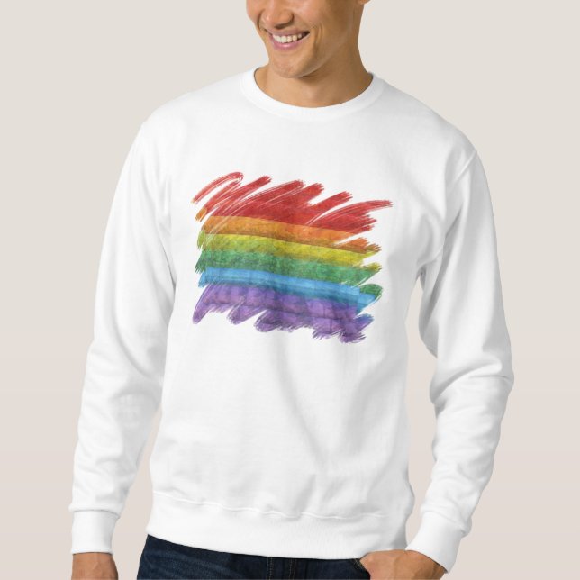Sweatshirt Drapeau de gay pride de mosaïque d'arc-en-ciel (Devant)