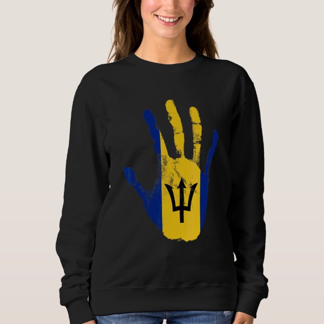 Sweatshirt Drapeau de la Barbade Bridgetown Sport de Hand Foo (Devant)