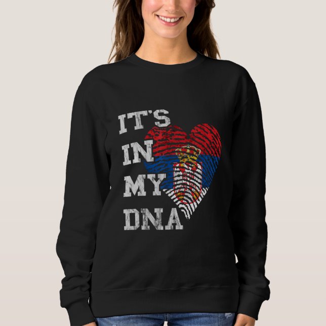 Sweatshirt Drapeau de la Serbie C'est dans mon empreinte digi (Devant)