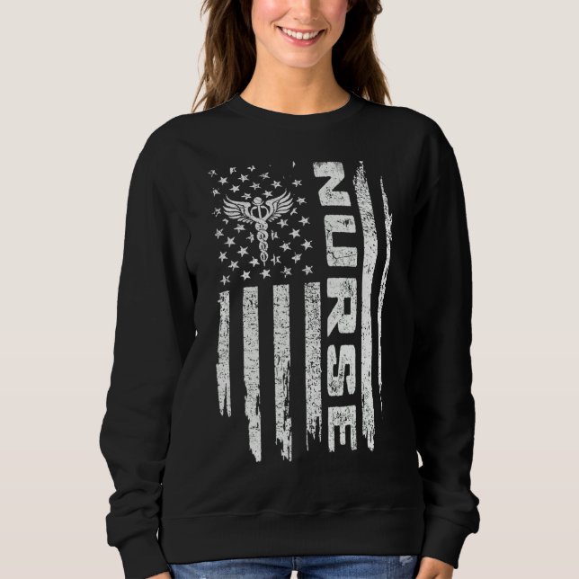 Sweatshirt Drapeau de l'infirmière 4 juillet patriotique amér (Devant)