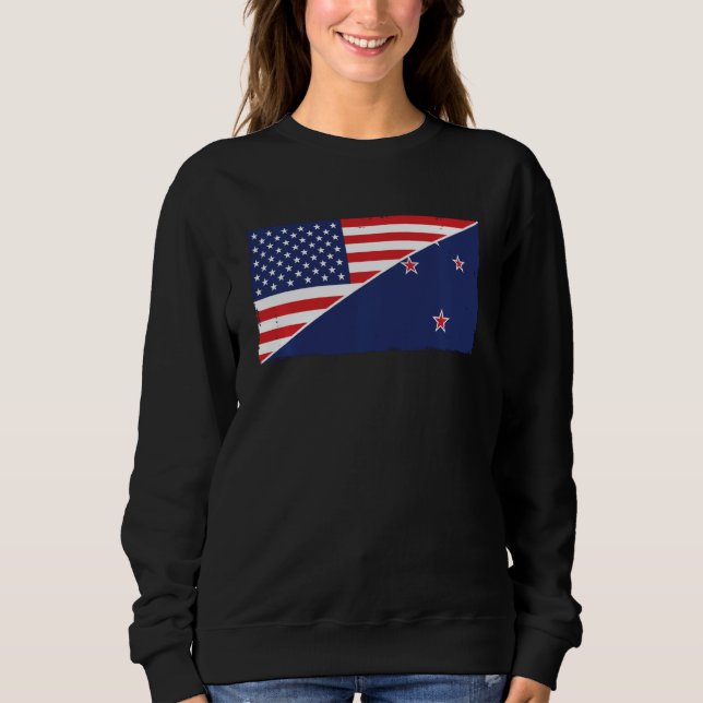 Sweatshirt Drapeau De Nouvelle-Zélande Et Drapeau Des États-U (Devant)