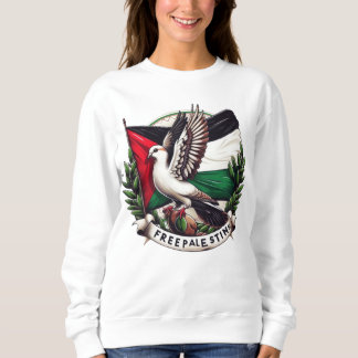 Sweatshirt Drapeau de Palestine libre, pigeon tenant une feui