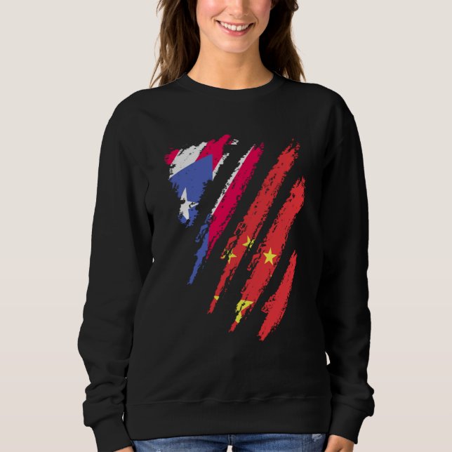 Sweatshirt Drapeau de Porto Rico Fabriqué en Chine Patriot Pa (Devant)