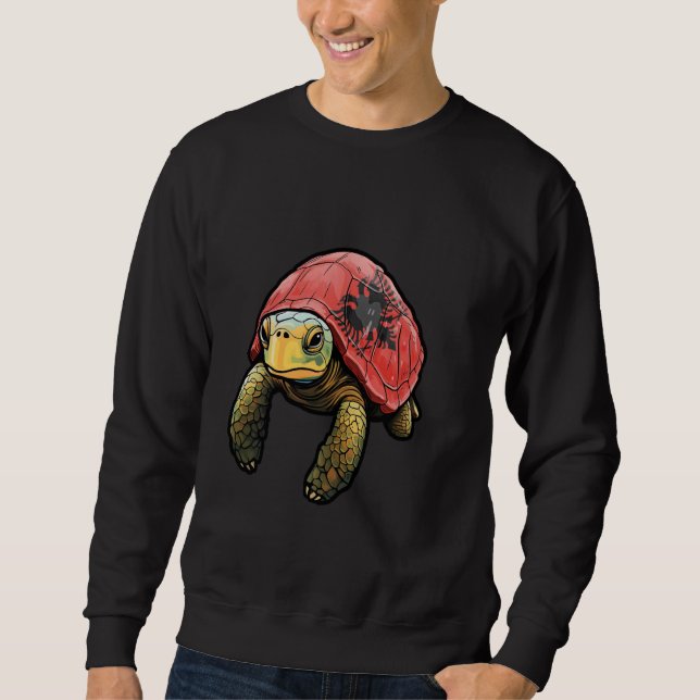 Sweatshirt Drapeau de tortue albanaise mignonne Albanie Fiert (Devant)