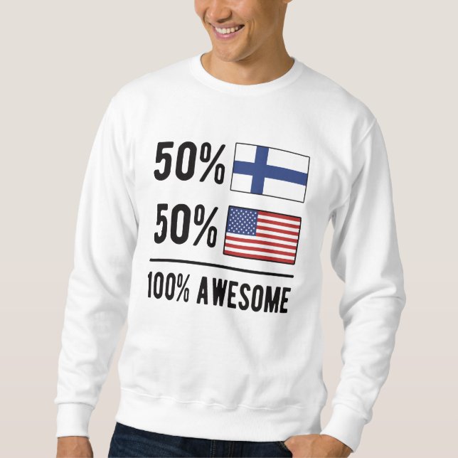 Sweatshirt Drapeau demi-finlandais demi-américain Finlande Ét (Devant)