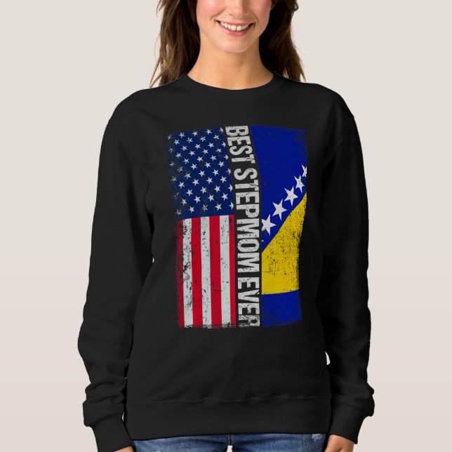 Sweatshirt Drapeau des États-Unis et drapeau de Bosnie-Herzég (Devant)