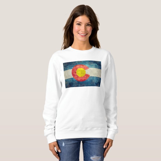 Sweatshirt Drapeau d'état du Colorado avec le rétro regard (Devant entier)