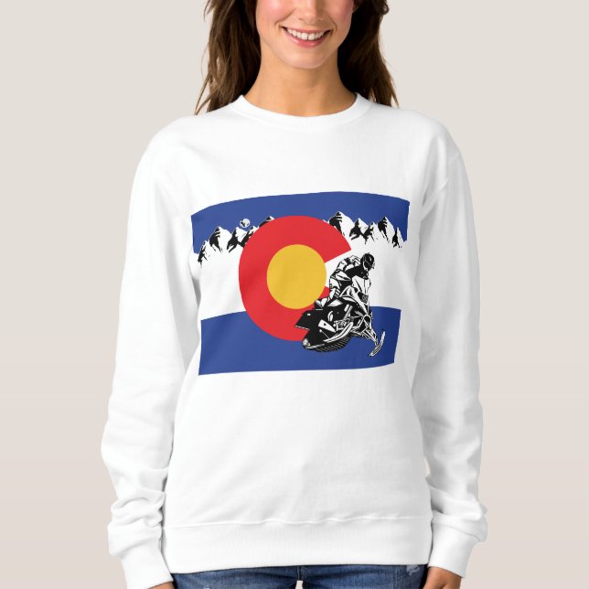 Sweatshirt Drapeau du Colorado avec un motoneige Cool (Devant)