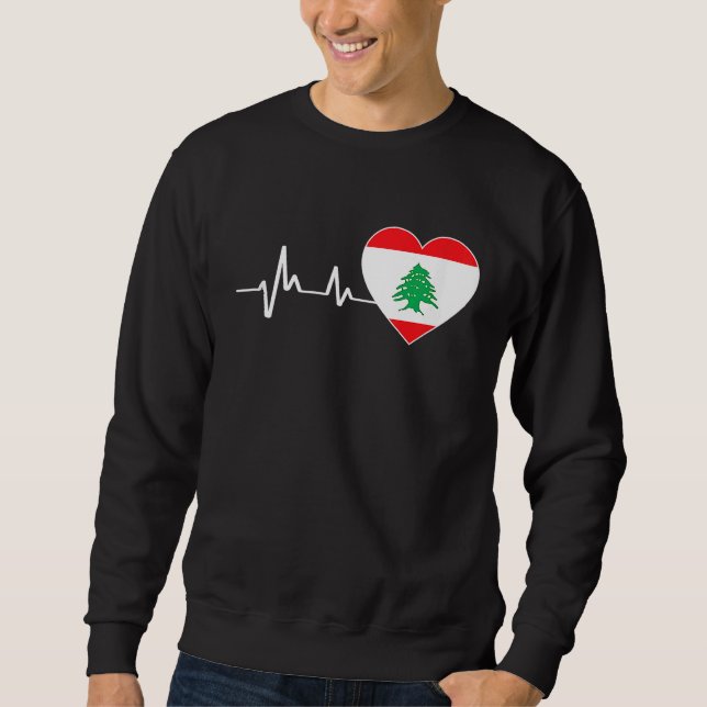 Sweatshirt Drapeau du Liban Battement de coeur Comme carte du (Devant)