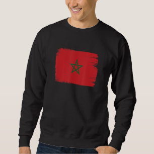 Sweatshirt Drapeau du Maroc Style peint Patriote marocain & F