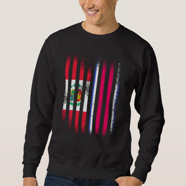 Sweatshirt Drapeau du Pérou Drapeaux du Costa Rica cultivé Pa (Devant)