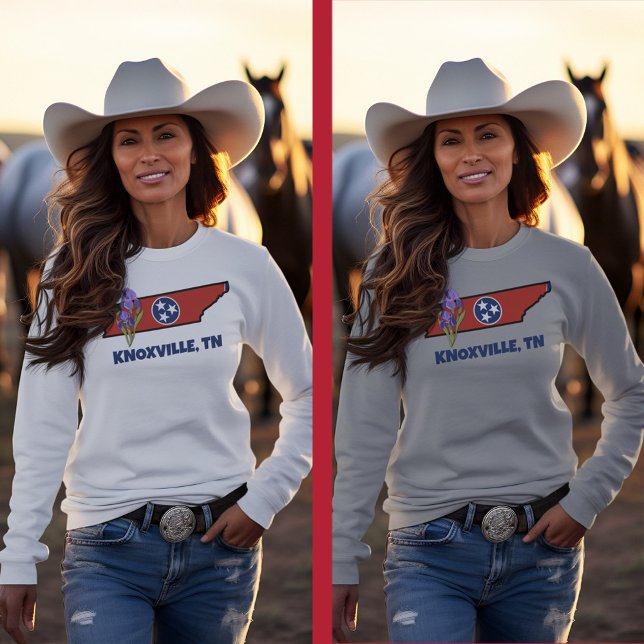 Sweatshirt Drapeau et fleur du Tennessee Iris pourpre Texte p (Créateur téléchargé)