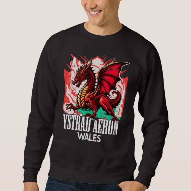 Sweatshirt Drapeau gallois Ystrad Aeron Pays de Galles Y Ddra (Devant)