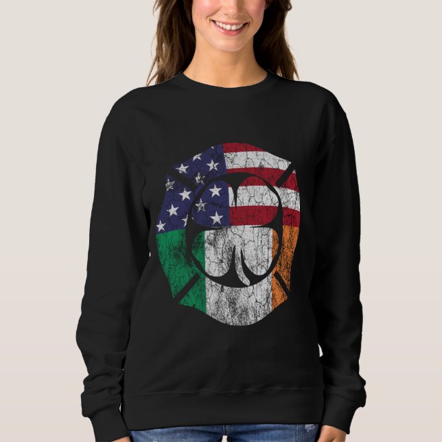 Sweatshirt Drapeau irlandais américain du pompier de la Saint (Devant)