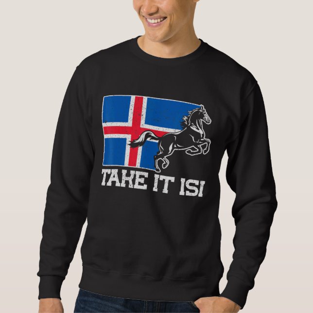 Sweatshirt Drapeau Islandais Pour Les Chevaux Isi Islande (Devant)