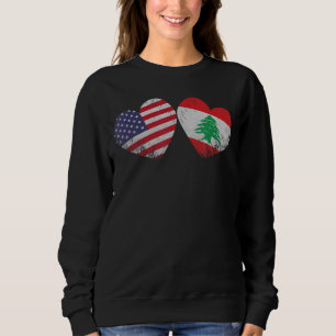 Sweatshirt Drapeau Libanais Américain de coeur Famille Patrio