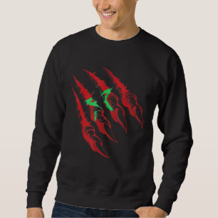 Sweatshirt Drapeau Marocain Atlas Scratère Lion Pour Hommes E