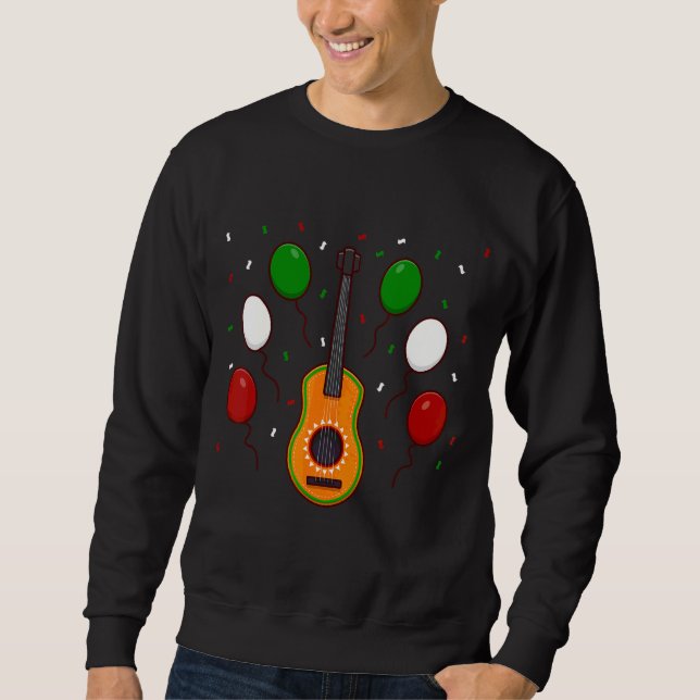 Sweatshirt Drapeau Mexique Guitare Et Ballons (Devant)