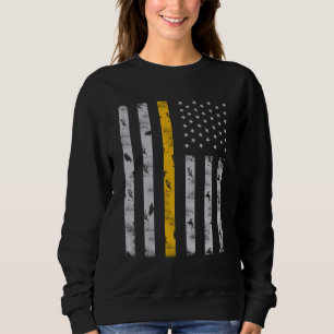 Sweatshirt Drapeau mince de la ligne d'or 911 en détresse