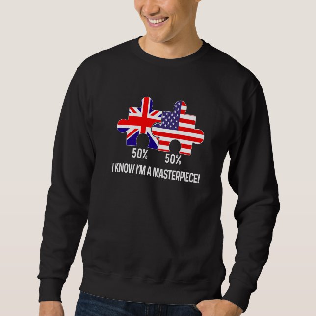 Sweatshirt Drapeau moitié américain moitié britannique Carte  (Devant)