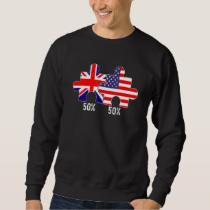 Sweatshirt Drapeau moitié américain moitié britannique Carte