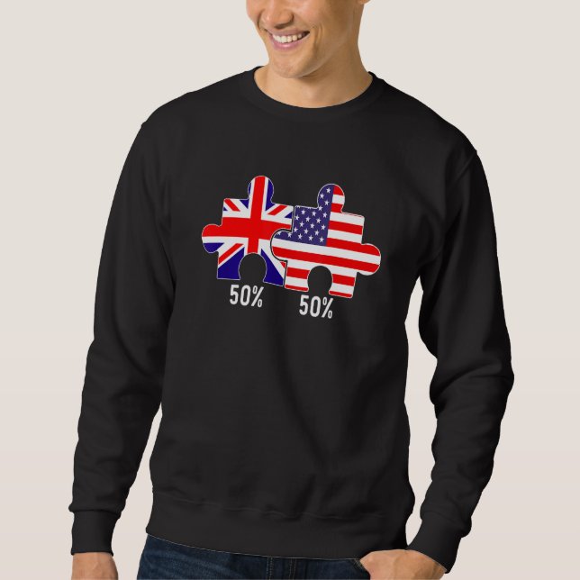 Sweatshirt Drapeau moitié américain moitié britannique Carte  (Devant)