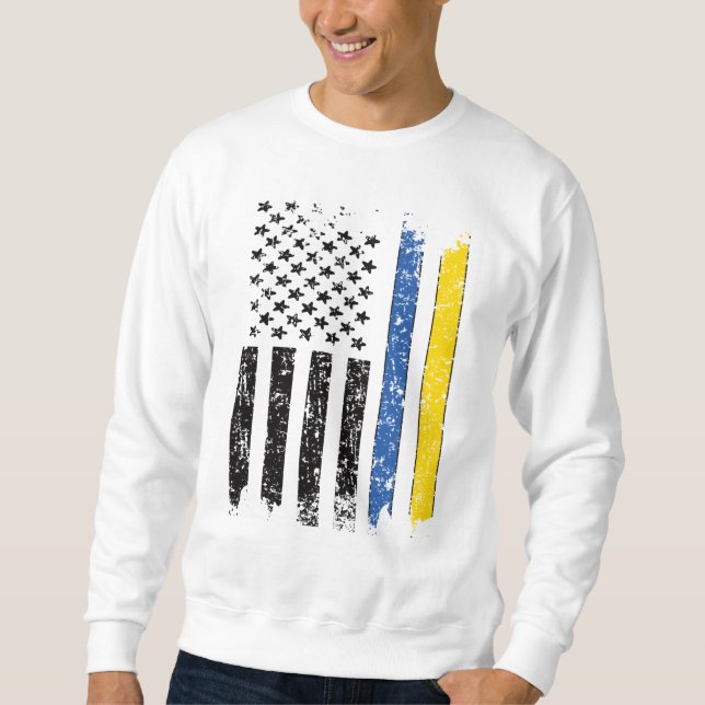 Sweatshirt Drapeau moitié ukrainien moitié américain Ukraine  (Devant)