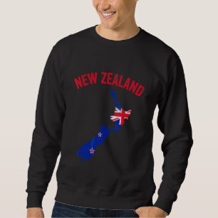 Sweatshirt Drapeau néo-zélandais en détresse Carte Nouvelle-Z
