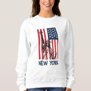 Sweatshirt Drapeau New York NY Statue de Liberty USA Amérique