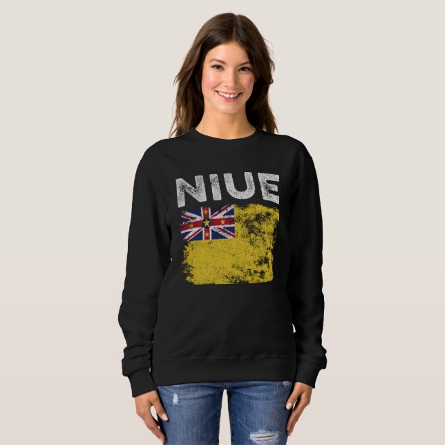 Sweatshirt Drapeau Niue Distressed - Drapeau Niuean (Devant entier)