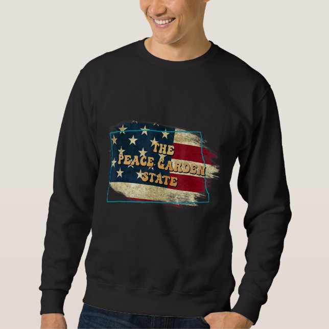 Sweatshirt Drapeau North Dakota Et Us (Devant)