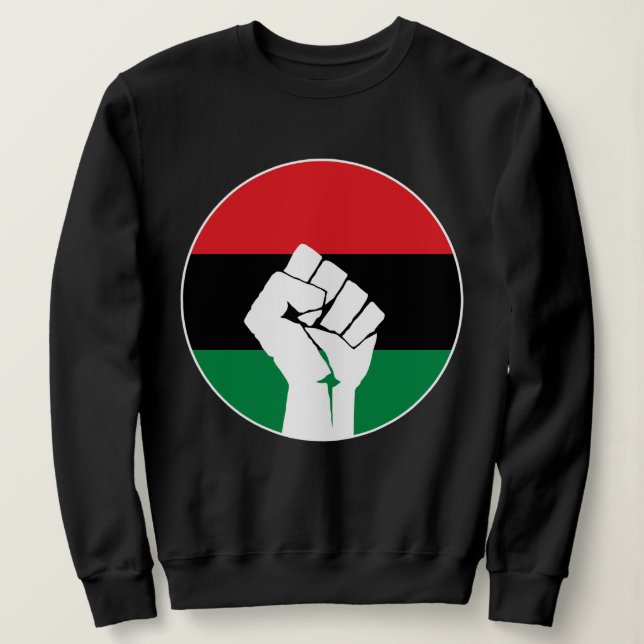 Sweatshirt Drapeau panafricain Poing, histoire noire afro-amé (Design devant)
